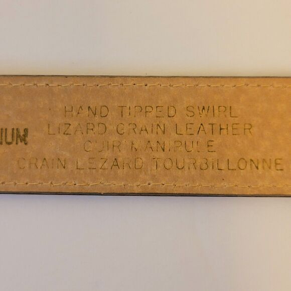 Ceinture Emmanuel Belt Hand Tipped Swirl Grain Leather Women Sz M - Picture 11 of 11